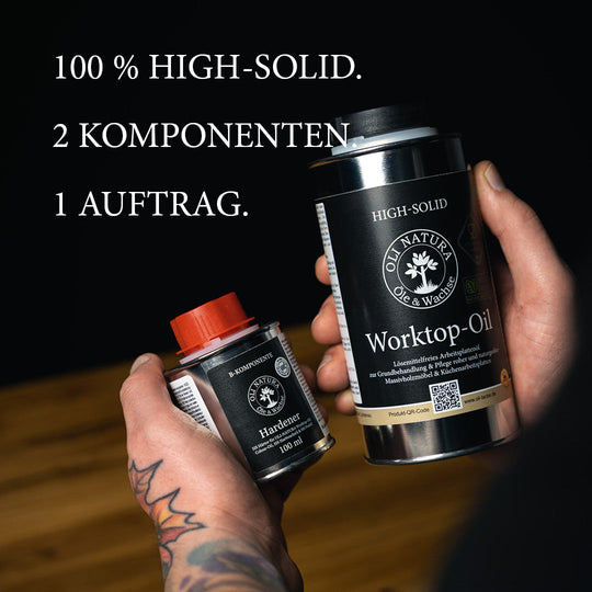2K-Ölsystem aus Worktop-Oil und Hardener für Arbeitsplatten, Tische und River Tables