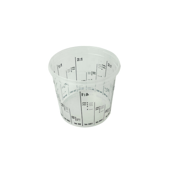 Profi-Mischbecher aus transparentem und recycelbarem PP-Material bietet 385 ml Volumen