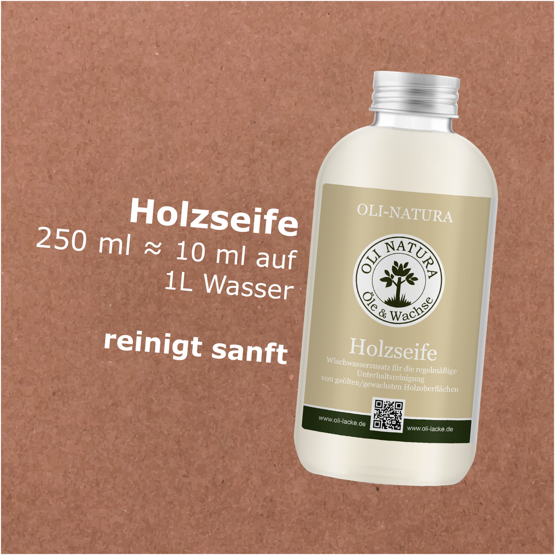 Das schonende Seifenkonzentrat OLI-NATURA Holzseife reinigt sanft geölte Hiolzoberflächen