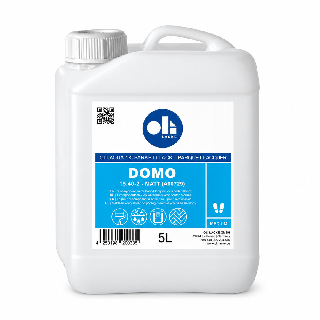 OLI-AQUA DOMO 15.40 1K-Parkettlack Matt im weißen 5-Liter-Kanister
