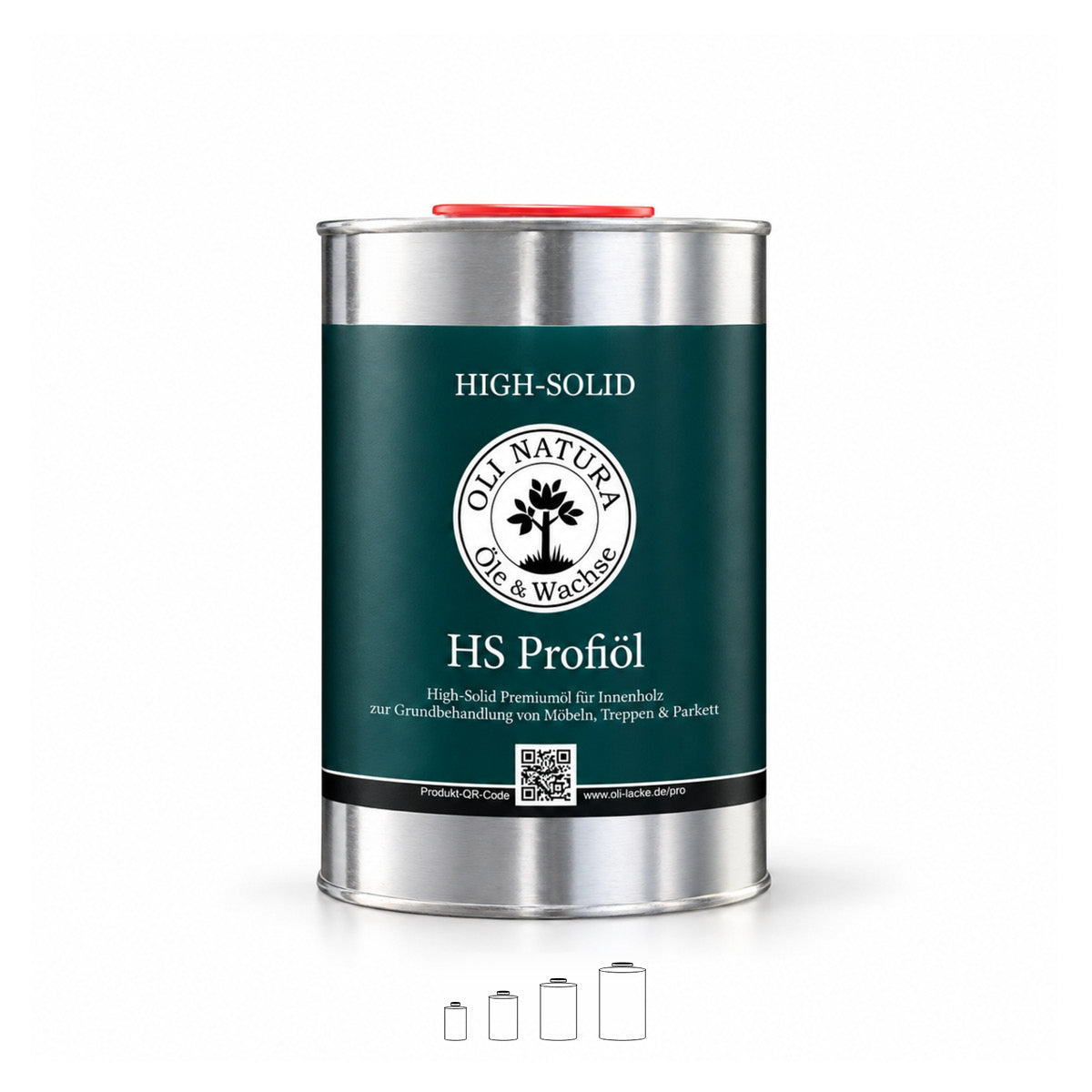 OLI NATURA HS Profiöl NATUR im 1-Liter-Metallgebinde mit rotem Verschluss.