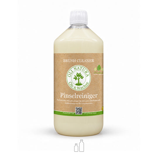 OLI NATURA® Pinselreiniger mit Symbol für zwei verfügbare Gebindegrößen