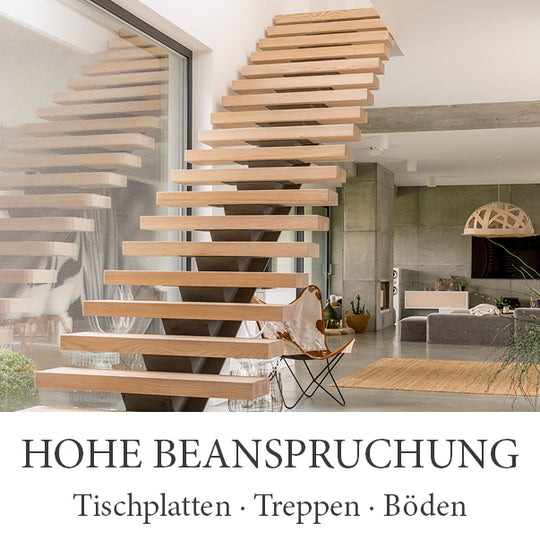 Scandic-Oil mit H2O-Hardener für Tischplatten, Treppen und stark beanspruchte Holzflächen