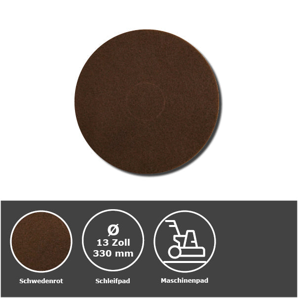 Schwedenrotes Normal-Schleifpad 13 Zoll / Ø 330 mm