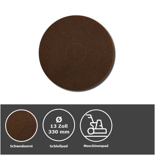 Schwedenrotes Normal-Schleifpad 13 Zoll / Ø 330 mm